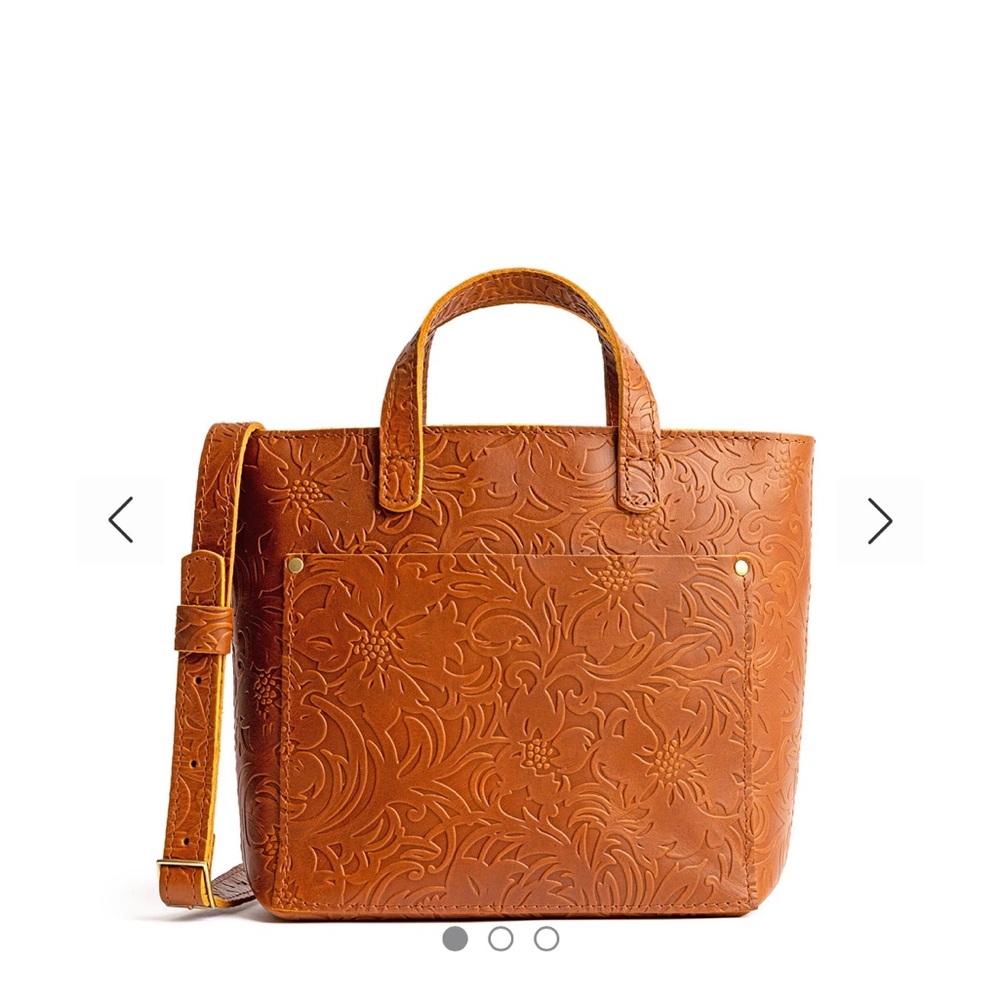 Portland Leather Brown Tote Bag with Embossed Design